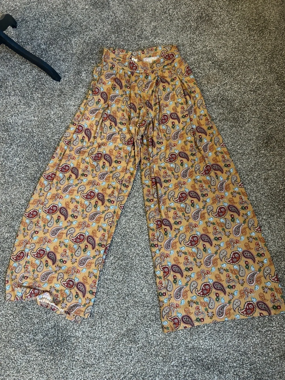 Wide Leg Palazzo Style Paisley Print Pants - Mustard Color Jade by Jane-NWOT